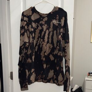 Champion Black and Brown Tie-Dye Crewneck